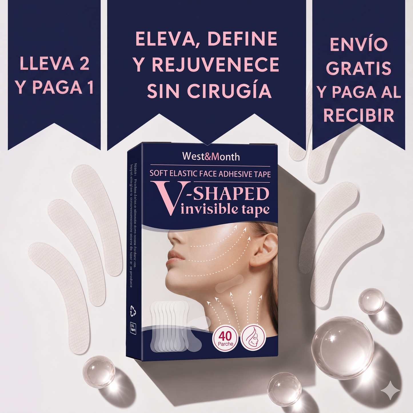 Parches Lifting Facial Invisibles (Pack 2x1 · 80 Parches)